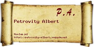 Petrovity Albert névjegykártya