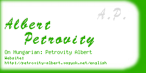 albert petrovity business card